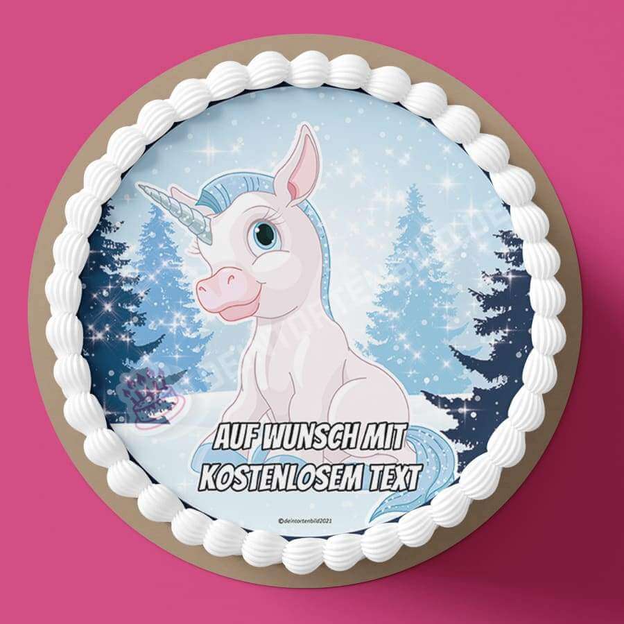 Motiv: Baby Einhorn im Schnee - Hochwertige und individuelle Tortenaufleger für jeden Anlass
Tortenaufleger Baby Einhorn im Schnee 20cm Kreis
Dieser Tortenaufleger mit einem Baby Einhorn im Schnee - Tortenbild - DeintortenbildBaby Einhorn im Schnee