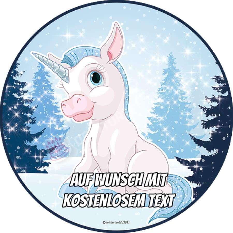 Motiv: Baby Einhorn im Schnee - Hochwertige und individuelle Tortenaufleger für jeden Anlass
Tortenaufleger Baby Einhorn im Schnee 20cm Kreis
Dieser Tortenaufleger mit einem Baby Einhorn im Schnee - Tortenbild - DeintortenbildBaby Einhorn im Schnee