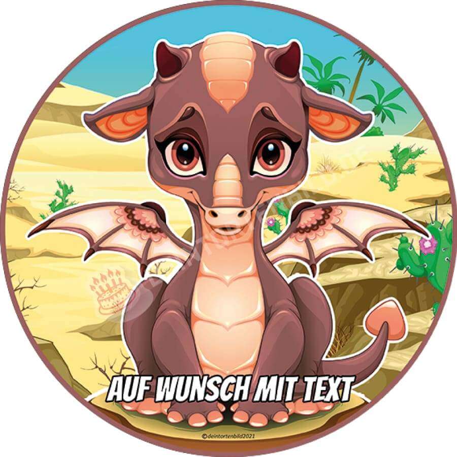 Motiv: Baby Erddrache - Hochwertige und individuelle Tortenaufleger für jeden Anlass
Tortenaufleger Baby Erddrache in 20cm Kreis
Dieser Tortenaufleger mit einem Baby Erddrache in braun ist - Tortenbild - DeintortenbildBaby Erddrache