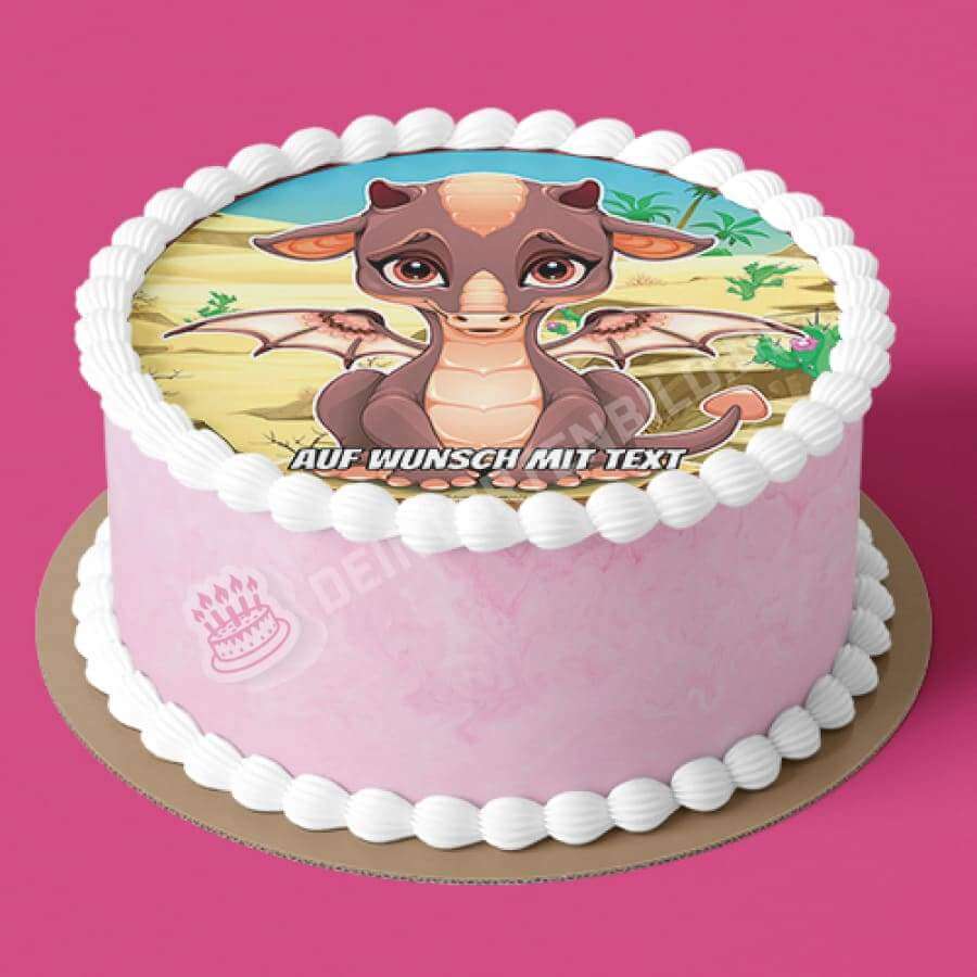 Motiv: Baby Erddrache - Hochwertige und individuelle Tortenaufleger für jeden Anlass
Tortenaufleger Baby Erddrache in 20cm Kreis
Dieser Tortenaufleger mit einem Baby Erddrache in braun ist - Tortenbild - DeintortenbildBaby Erddrache