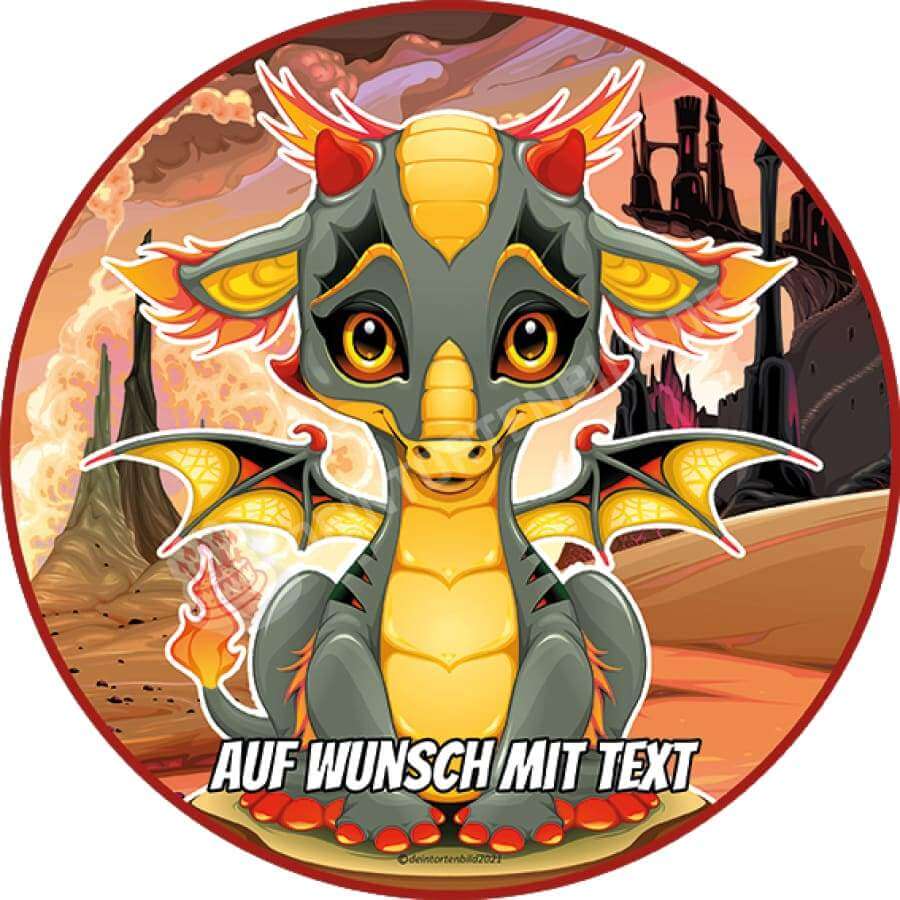 Motiv: Baby Feuerdrache - Hochwertige und individuelle Tortenaufleger für jeden Anlass
Tortenaufleger Baby Feuerdrache in 20cm Kreis
Dieser Tortenaufleger mit einem Baby Feuerdrache ist ein - Tortenbild - DeintortenbildBaby Feuerdrache