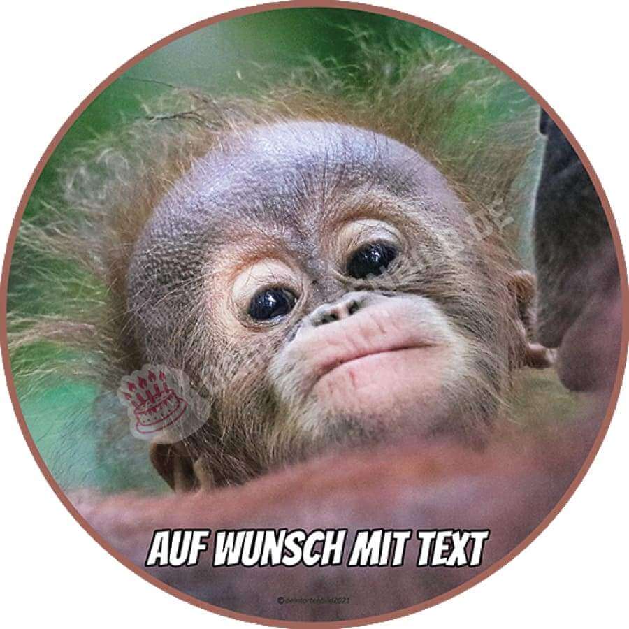 Motiv: Baby Oran Utan - Hochwertige und individuelle Tortenaufleger für jeden Anlass
Tortenaufleger Baby Oran Utan in 20cm Kreis
Dieser Tortenaufleger mit einem lustigen Baby Oran Utan ist - Tortenbild - DeintortenbildBaby Oran Utan