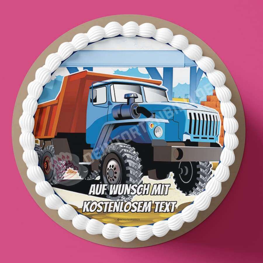 Motiv: Baustelle Kipperfahrzeug - Hochwertige und individuelle Tortenaufleger für jeden Anlass
Tortenaufleger Baustelle Kipperfahrzeug 20cm Kreis
Dieser Tortenaufleger mit einem blauen Baustellen Ki - Tortenbild - DeintortenbildBaustelle Kipperfahrzeug