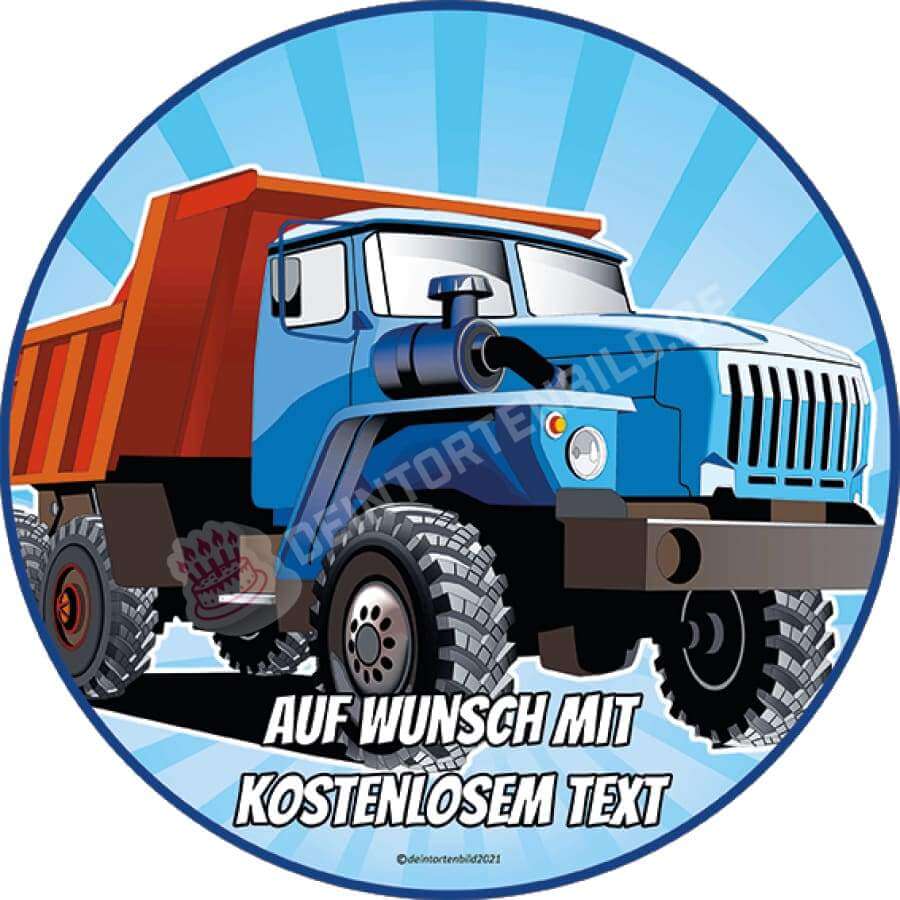 Motiv: Baustelle Kipperfahrzeug - Hochwertige und individuelle Tortenaufleger für jeden Anlass
Tortenaufleger Baustelle Kipperfahrzeug 20cm Kreis
Dieser Tortenaufleger mit einem blauen Baustellen Ki - Tortenbild - DeintortenbildBaustelle Kipperfahrzeug