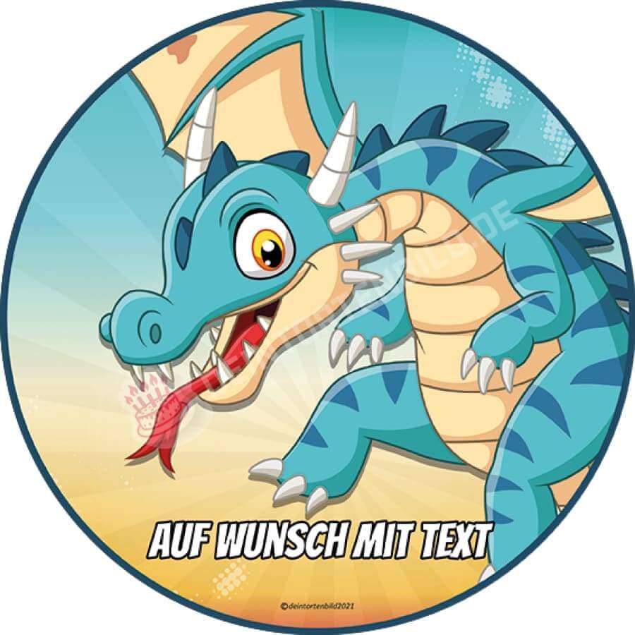 Motiv: Blauer Drache - Hochwertige und individuelle Tortenaufleger für jeden Anlass
Tortenaufleger Blauer Drache in 20cm Kreis
Dieser Tortenaufleger mit einem blauen Drachen ist ein ideal - Tortenbild - DeintortenbildBlauer Drache