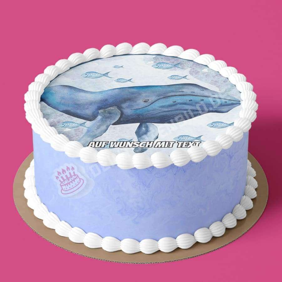 Motiv: Blauwal - Hochwertige und individuelle Tortenaufleger für jeden Anlass
Tortenaufleger Blauwal 20cm Kreis
Dieser Tortenaufleger mit einem Blauwal und kleinen blauen Fischen is - Tortenbild - DeintortenbildMotiv