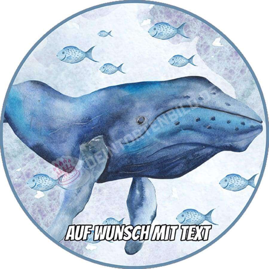 Motiv: Blauwal - Hochwertige und individuelle Tortenaufleger für jeden Anlass
Tortenaufleger Blauwal 20cm Kreis
Dieser Tortenaufleger mit einem Blauwal und kleinen blauen Fischen is - Tortenbild - DeintortenbildMotiv