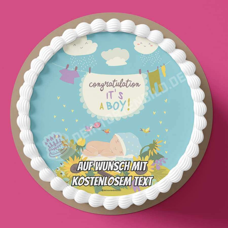 Motiv: "It's a boy" - Baby Junge #2 von Deintortenbild – Tortenaufleger, Tortenfoto, Tortenbild, personalisiert & individuell bei Deintortenbild.de