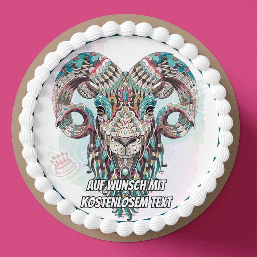 Motiv: Abstrakt - Widder - Hochwertige und individuelle Tortenaufleger für jeden Anlass
Tortenaufleger Abstrakt - Widder 20cm Kreis
Ein Aufleger mit einem abstrakten Widderkopf
Unsere Tortena - Tortenbild - DeintortenbildAbstrakt - Widder