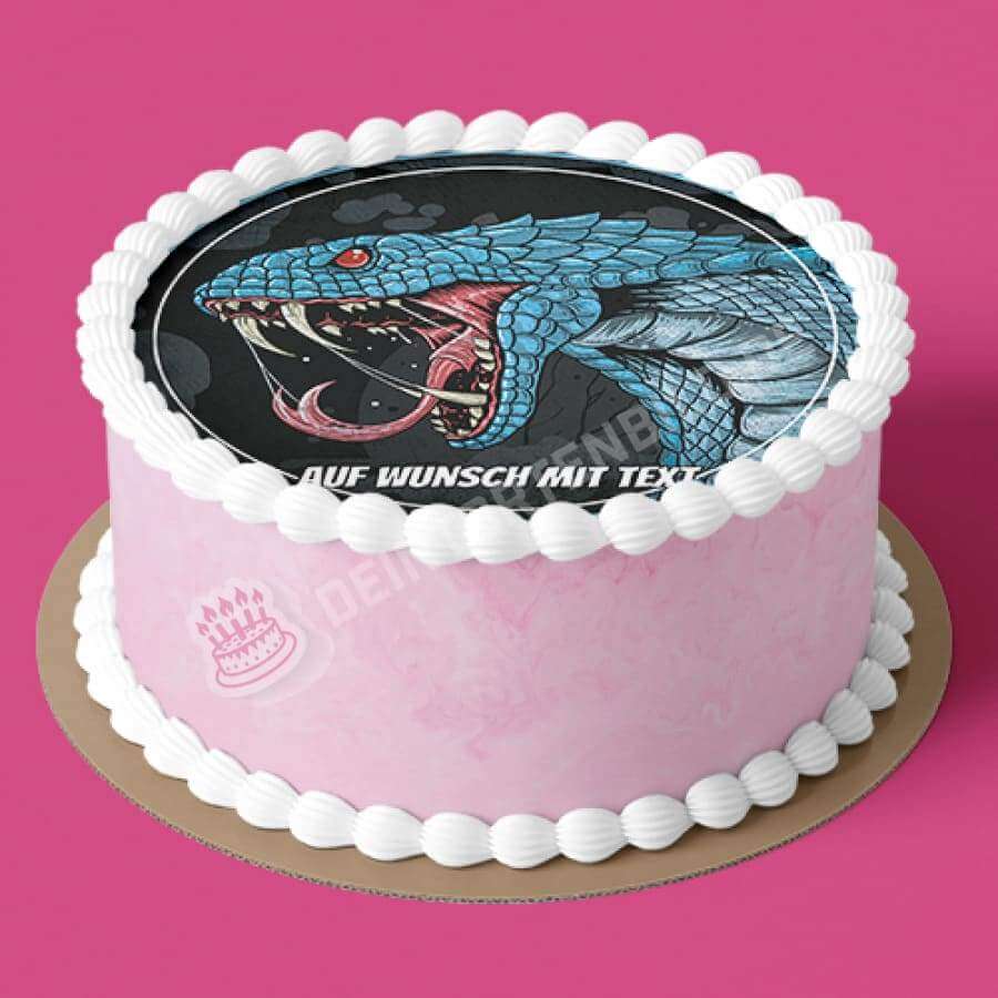 Motiv: Blaue Kobra Schlange - Hochwertige und individuelle Tortenaufleger für jeden Anlass
Tortenaufleger Blaue Kobra Schlange 20cm Kreis
Dieser Tortenaufleger mit einer wütenden blauen Kobra Sc - Tortenbild - DeintortenbildBlaue Kobra Schlange