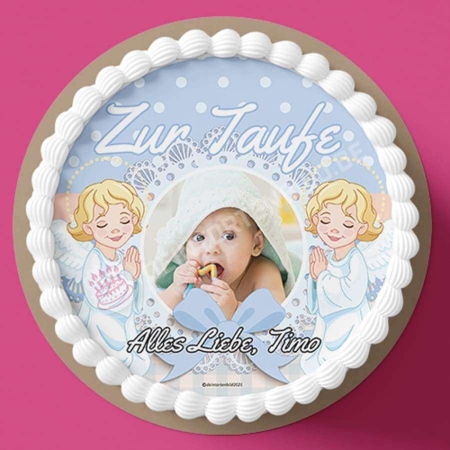 Fotomotiv: Taufe - Blau mit zwei Engel - Hochwertige und individuelle Tortenaufleger für jeden Anlass
Tortenaufleger Fotomotiv Taufe - Blau mit zwei Engel 20cm Kreis
Unser Tortenaufleger mit dem Motiv von - Tortenbild - DeintortenbildTaufe - Blau mit zwei Engel