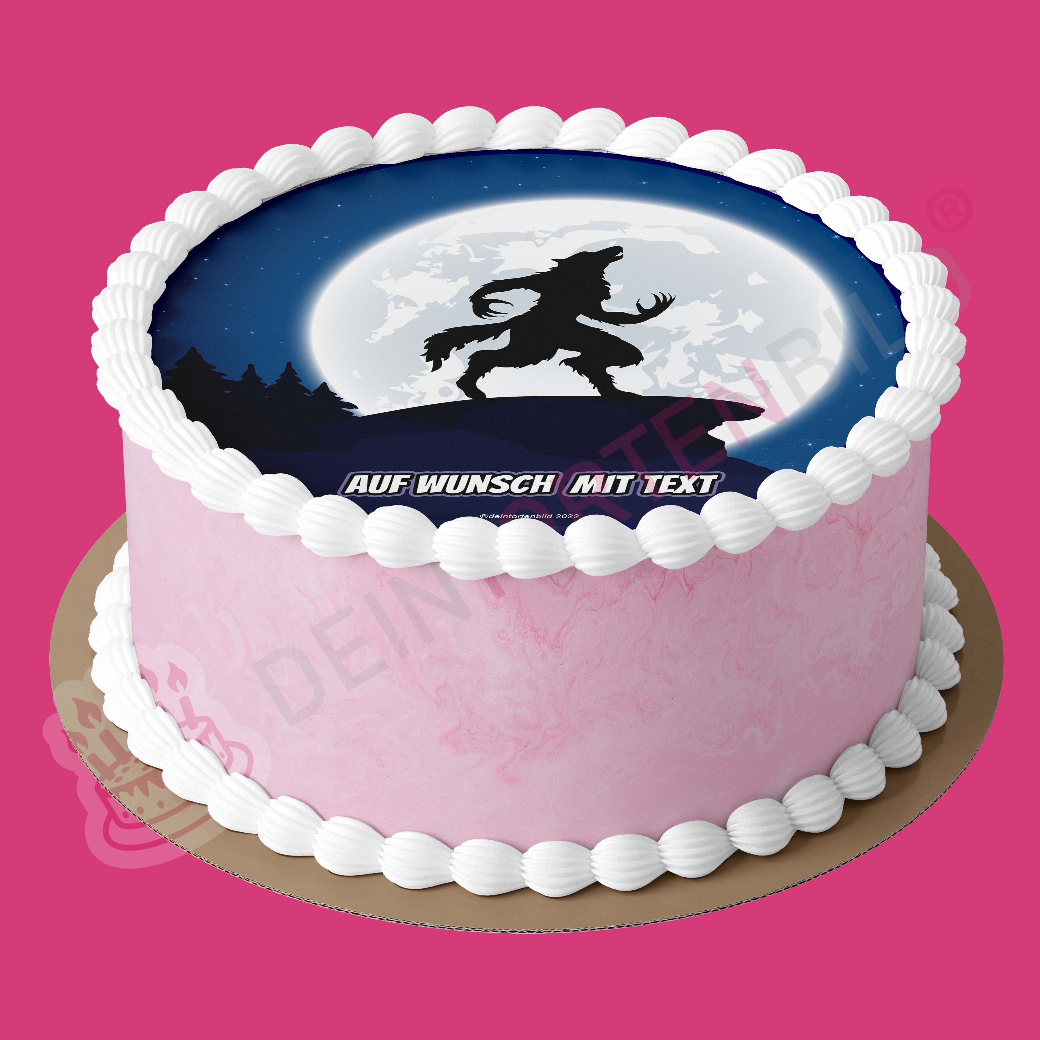 Halloween - Werwolf - Hochwertige und individuelle Tortenaufleger für jeden Anlass
Tortenaufleger Werwolf- 20cm Kreis
Unser Tortenaufleger mit einem Werwolf vor dem Vollmond ist ein id - Halloween - DeintortenbildHalloween - Werwolf