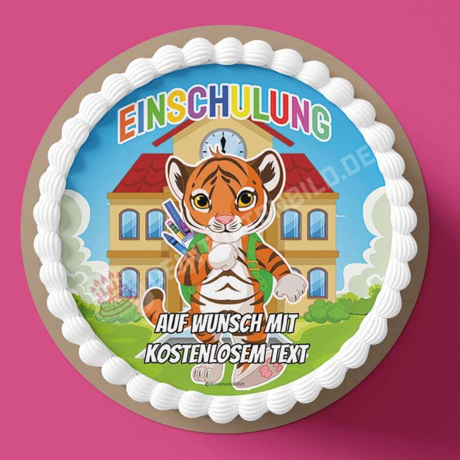 Motiv: Einschulung - Tiger - Hochwertige und individuelle Tortenaufleger für jeden Anlass
Tortenaufleger Einschulung - Tiger 20cm Kreis
Unsere Tortenaufleger sind ein ideales Geschenk für beson - Tortenbild - DeintortenbildEinschulung - Tiger