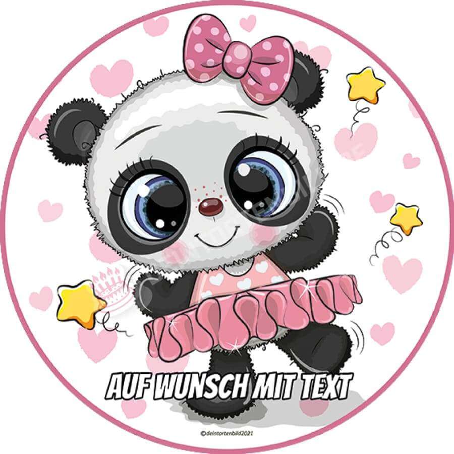 Motiv: Panda Ballerina - Hochwertige und individuelle Tortenaufleger für jeden Anlass
Tortenaufleger Panda Ballerina 20cm Kreis
Unsere Tortenaufleger sind ein ideales Geschenk für besondere - Tortenbild - DeintortenbildPanda Ballerina
