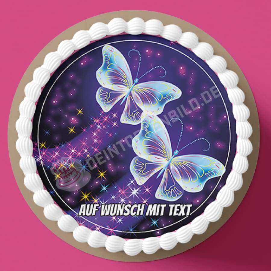 Motiv: Leuchtende Schmetterlinge - Hochwertige und individuelle Tortenaufleger für jeden Anlass
Tortenaufleger Leuchtende Schmetterlinge in 20cm Kreis
Unsere Tortenaufleger sind ein ideales Geschenk f - Tortenbild - DeintortenbildLeuchtende Schmetterlinge