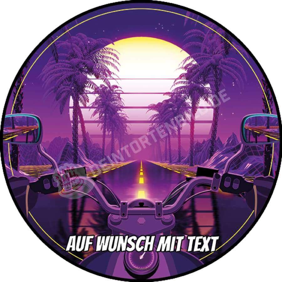 Motiv: Retrowave 80er Stil Motorrad - Hochwertige und individuelle Tortenaufleger für jeden Anlass
Tortenaufleger Retrowave 80er Stil Motorrad in 20cm Kreis
Dieser Tortenaufleger mit einem Motorrad im 8 - Tortenbild - DeintortenbildRetrowave 80er Stil Motorrad