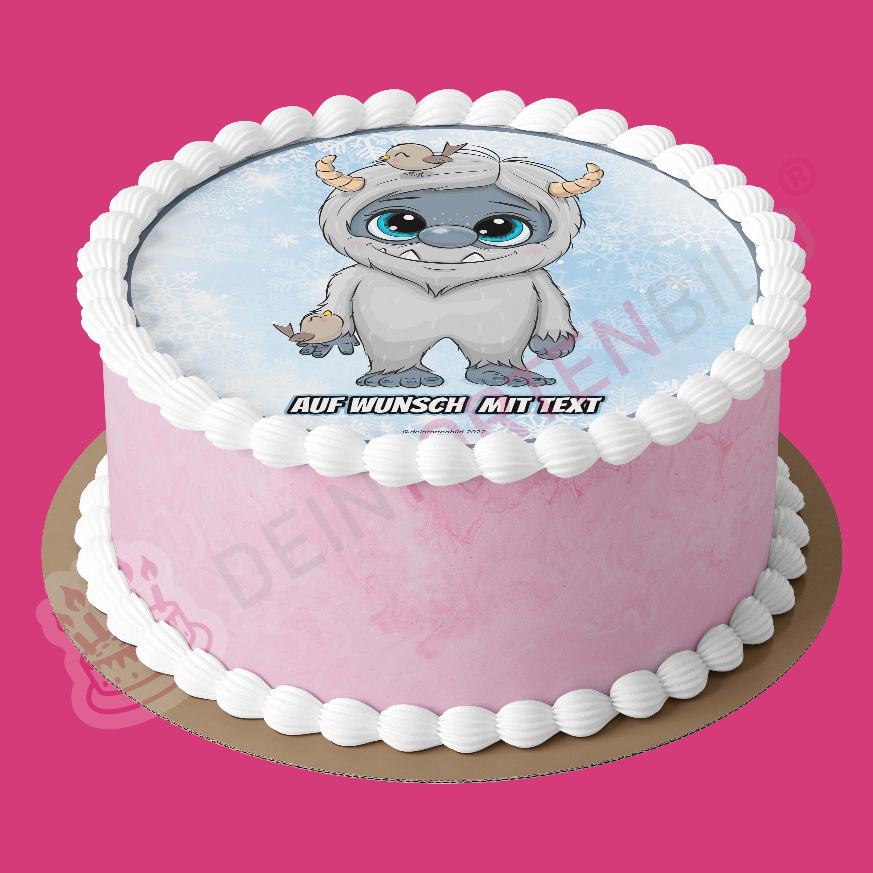 Winter/Weihnachten Yeti - Hochwertige und individuelle Tortenaufleger für jeden Anlass
Tortenaufleger Yeti - 20cm Kreis
Unser Tortenaufleger mit dem süßen Yeti vor einem Schneeflocken Hint - Winter - DeintortenbildWinter/Weihnachten Yeti