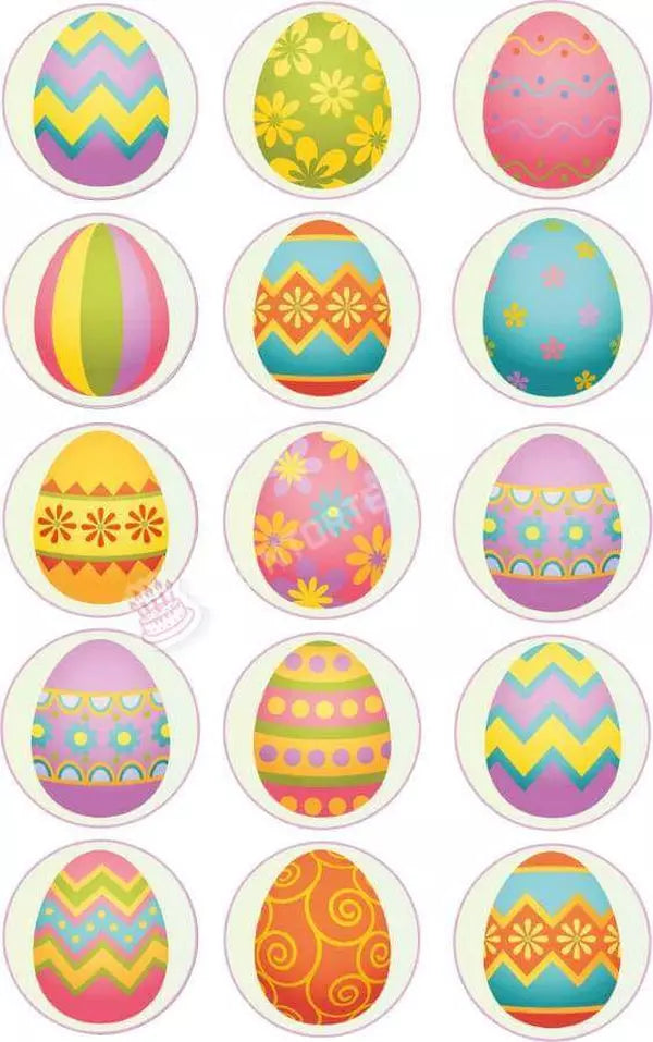 Muffinaufleger Motiv: Ostern -  Bunte Ostereier von Deintortenbild – Tortenaufleger, Tortenfoto, Tortenbild, personalisiert & individuell bei Deintortenbild.de
