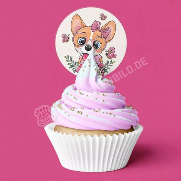 Muffinaufleger Motiv: Corgi Hund - Deintortenbild.de Tortenaufleger aus Esspapier: Oblatenpapier / 15x5cm, Oblatenpapier / 24x4cm, Zuckerpapier / 15x5cm, Zuckerpapier / 24x4cm, Fondantpapier / 15x5cm, Fondantpapier / 24x4cm