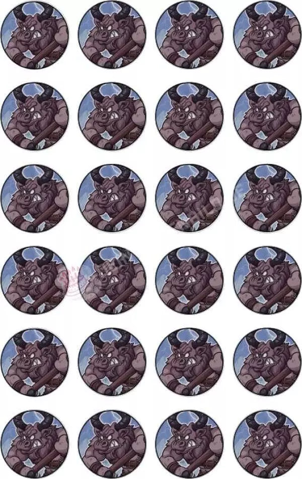 Muffinaufleger Motiv: Fantasy - Cartoon Minotaurus (24x4cm) von Deintortenbild – Tortenaufleger, Tortenfoto, Tortenbild, personalisiert & individuell bei Deintortenbild.de