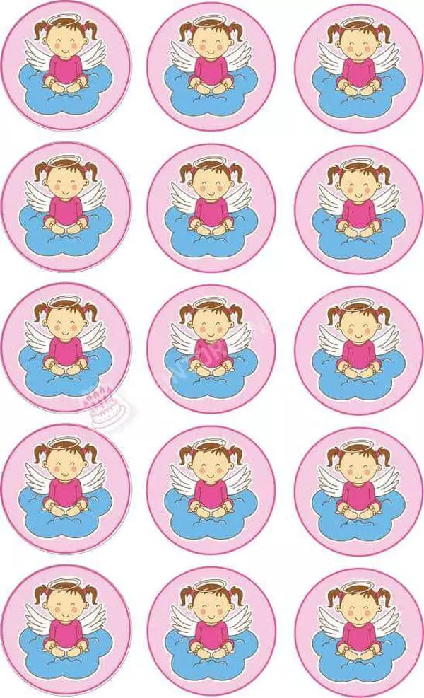 Muffinaufleger Motiv: Taufe / Kommunion - Engel Mädchen von Deintortenbild – Tortenaufleger, Tortenfoto, Tortenbild, personalisiert & individuell bei Deintortenbild.de