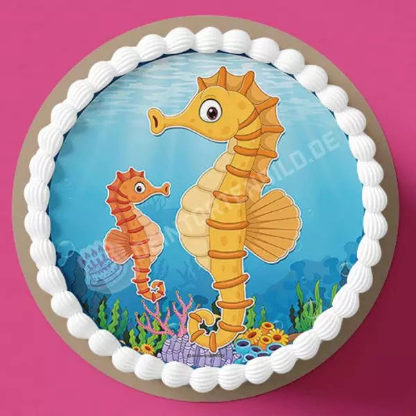 Motiv: Seepferdchen - Deintortenbild.de Tortenaufleger aus Esspapier: Oblatenpapier, Zuckerpapier, Fondantpapier