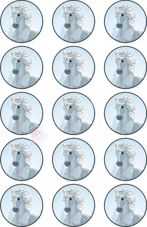 Muffinaufleger Motiv: Blau-Graues Pferd (15x5cm) - Deintortenbild.de Tortenaufleger aus Esspapier: Oblatenpapier, Zuckerpapier, Fondantpapier