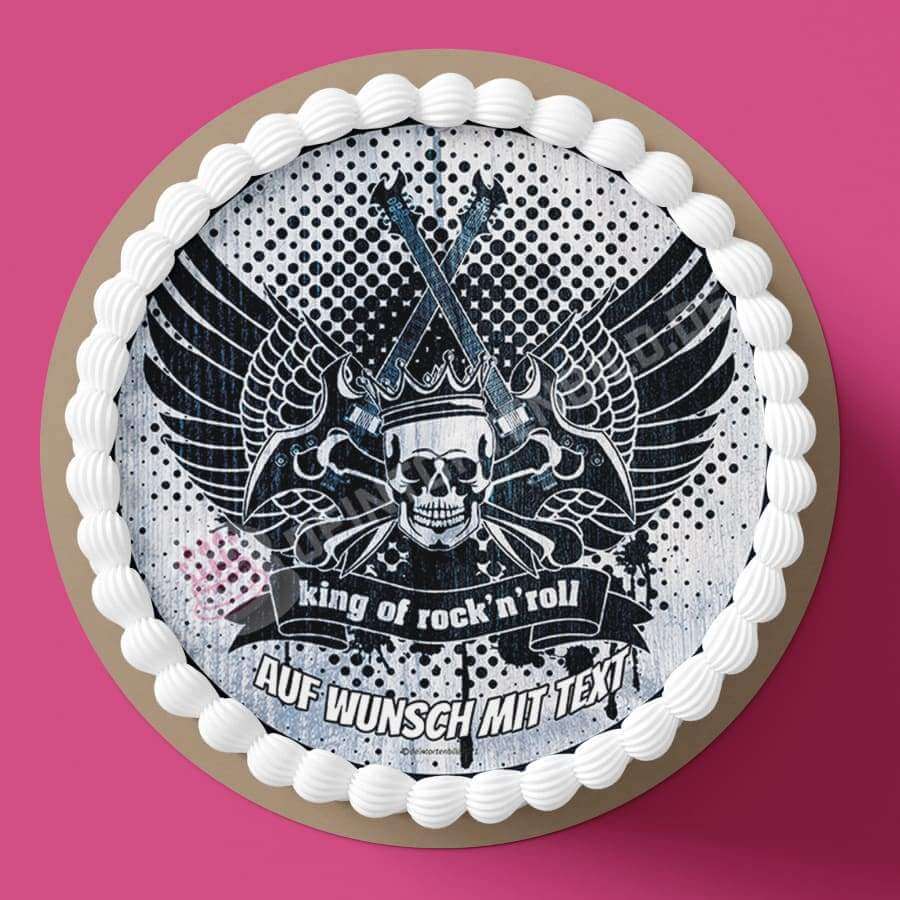 Motiv: Rock n Roll King - Hochwertige und individuelle Tortenaufleger für jeden Anlass
Tortenaufleger King of Rock n Roll 20cm Kreis 
Unsere Tortenaufleger sind ein ideales Geschenk für beson - Tortenbild - DeintortenbildRoll King