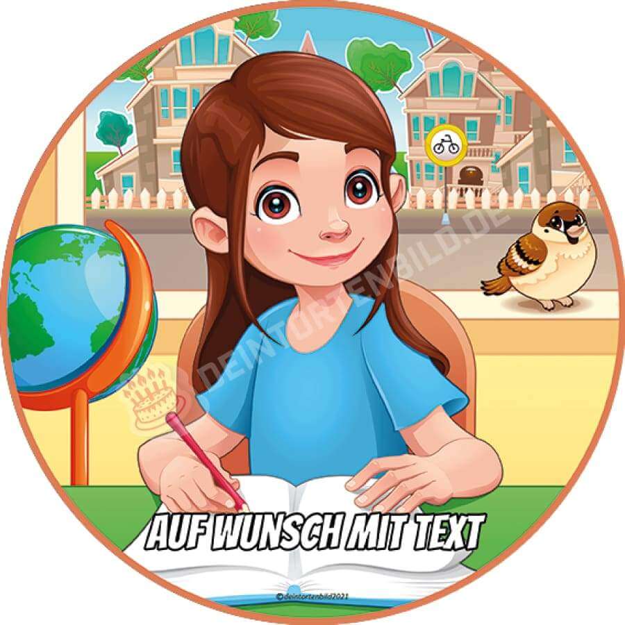 Motiv: Einschulung - Mädchen Grundschule von Deintortenbild – Tortenaufleger, Tortenfoto, Tortenbild, personalisiert & individuell bei Deintortenbild.de