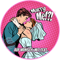 Hochzeit Pop Art Ehepaar Marry Me/Just Married - Hochwertige und individuelle Tortenaufleger für jeden Anlass
Tortenaufleger Hochzeit - Pop Art Ehepaar Marry Me/Just Married 20cm Kreis 
Diese Tortenaufleger im Comi - Tortenbild - DeintortenbildHochzeit Pop Art Ehepaar Marry