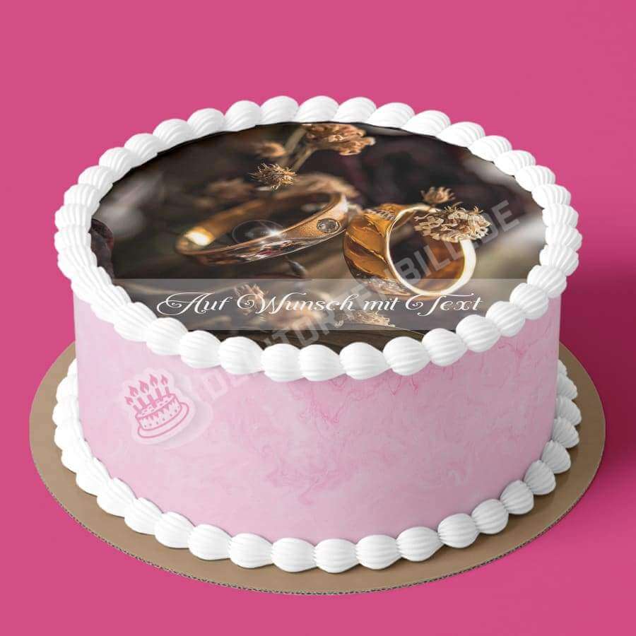 Motiv: 50. Hochzeitstag - Ringe an Ästen - Deintortenbild.de Tortenaufleger aus Esspapier: Oblatenpapier, Zuckerpapier, Fondantpapier