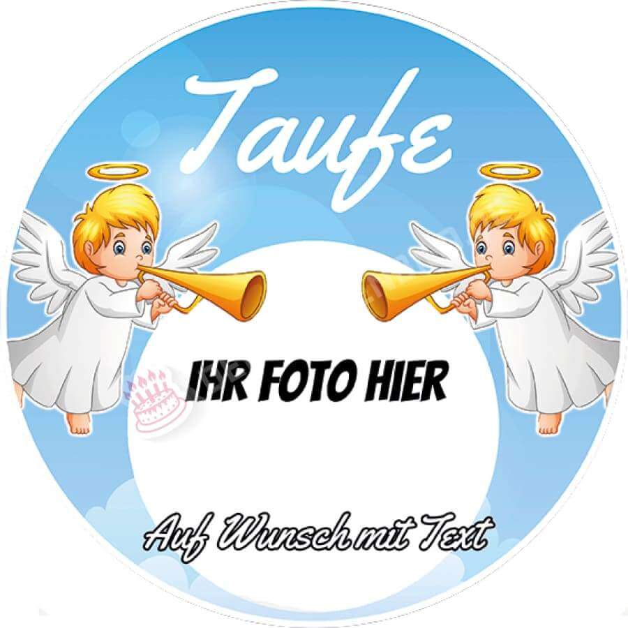 Fotomotiv: Taufe - Engel mit Trompeten - Hochwertige und individuelle Tortenaufleger für jeden Anlass
Tortenaufleger Fotomotiv Taufe - Engel mit Trompeten 20cm Kreis 
 
Unser Tortenaufleger mit dem Motiv vo - Tortenbild - DeintortenbildTaufe - Engel mit Trompeten