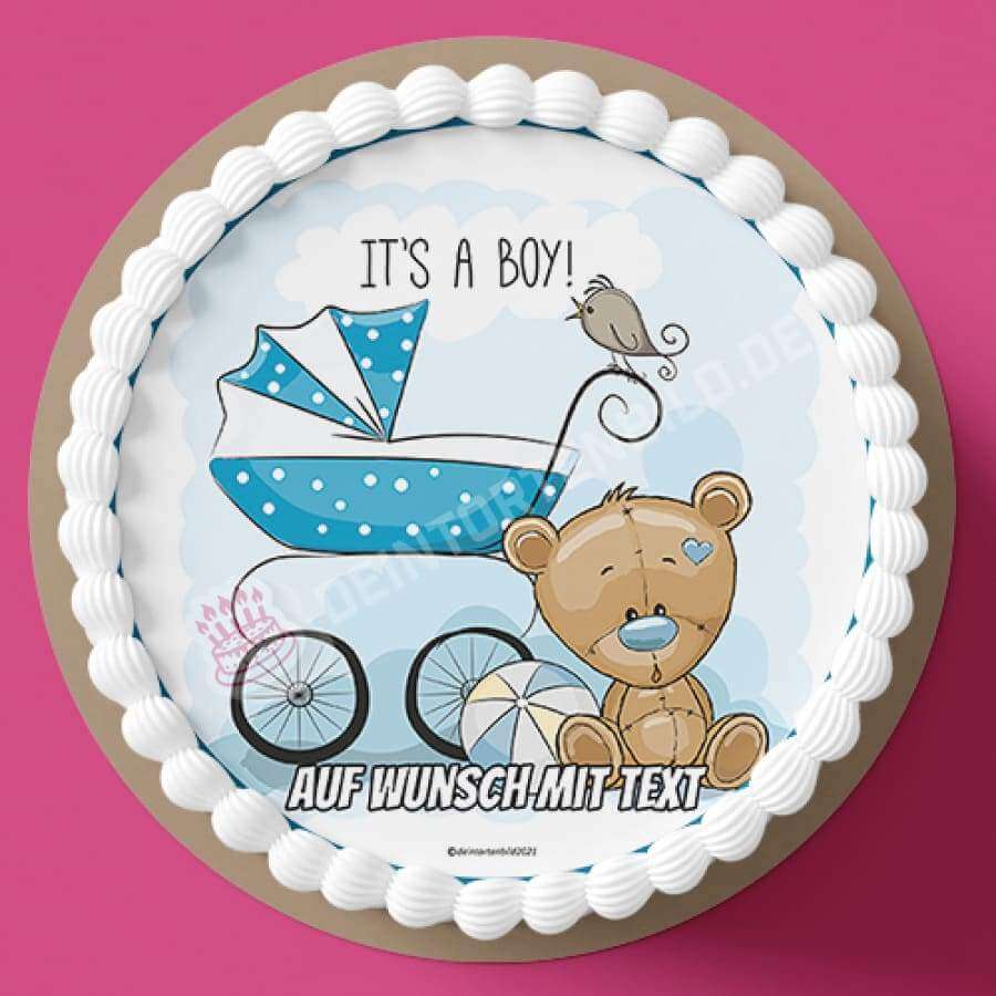 Motiv: Baby Bär - It's a boy von Deintortenbild – Tortenaufleger, Tortenfoto, Tortenbild, personalisiert & individuell bei Deintortenbild.de