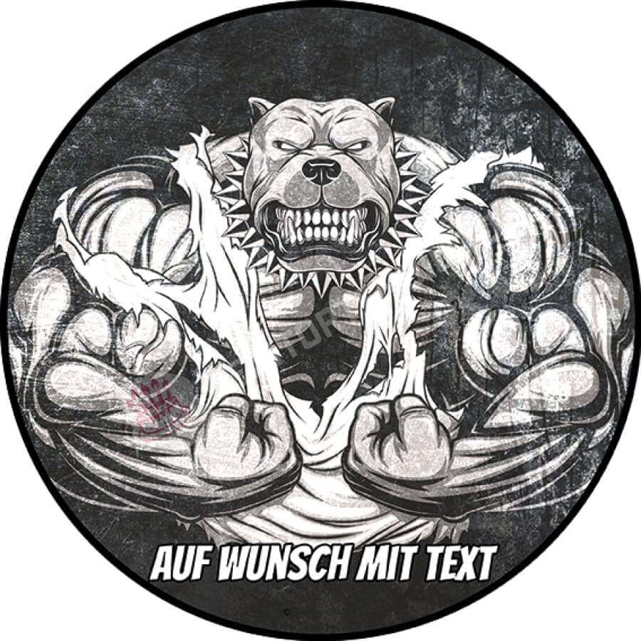Motiv: Bulldogge Sport Fitness - Hochwertige und individuelle Tortenaufleger für jeden Anlass
Tortenaufleger Bulldogge Sport Fitness in 20cm Kreis 
Dieser Tortenaufleger mit einer wütenden Bulldogge - Tortenbild - DeintortenbildBulldogge Sport Fitness