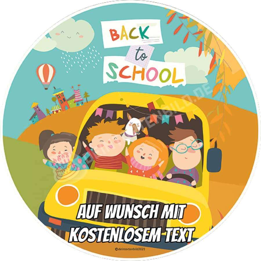 Motiv: "Back to school" Einschulung von Deintortenbild – Tortenaufleger, Tortenfoto, Tortenbild, personalisiert & individuell bei Deintortenbild.de