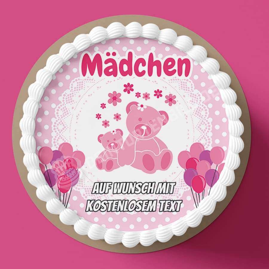 Motiv: Babyparty - Mädchen - Deintortenbild.de Tortenaufleger aus Esspapier: Oblatenapapier, Zuckerpapier, Fondantpapier