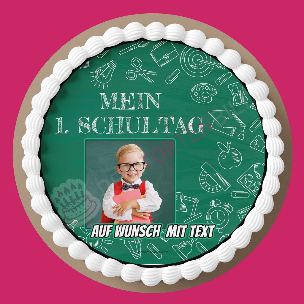 Tortenaufleger Tortenbild Motiv: Zum Schulanfang / Einschulung mit Wun von Deintortenbild – Tortenaufleger, Tortenfoto, Tortenbild, personalisiert & individuell bei Deintortenbild.de