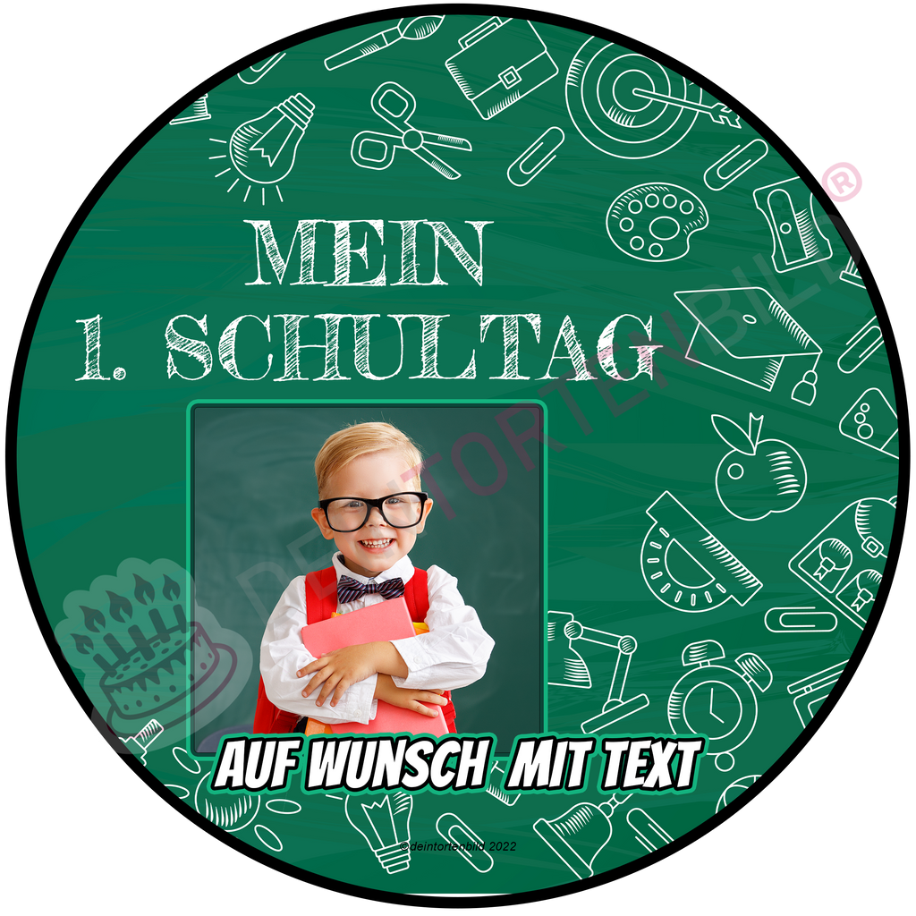 Tortenaufleger Tortenbild Motiv: Zum Schulanfang / Einschulung mit Wun von Deintortenbild – Tortenaufleger, Tortenfoto, Tortenbild, personalisiert & individuell bei Deintortenbild.de