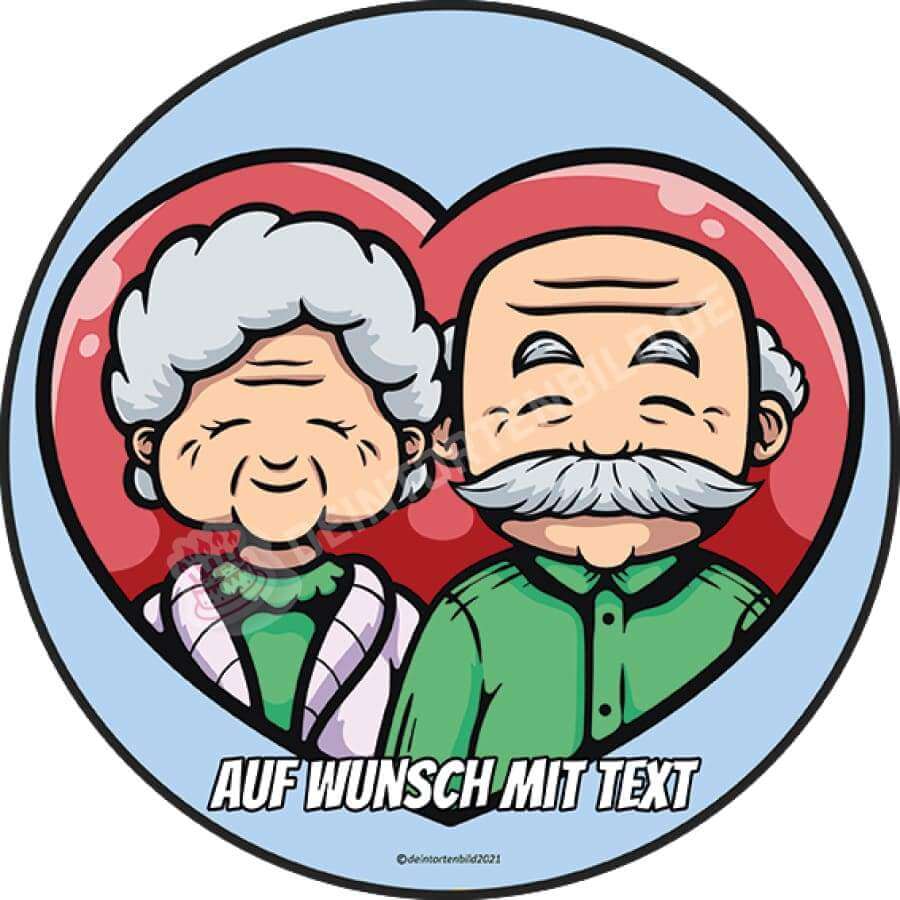 Motiv: Großeltern Liebe - Deintortenbild.de Tortenaufleger aus Esspapier: Oblatenpapier / Dunkelrot, Oblatenpapier / Hellblau, Zuckerpapier / Dunkelrot, Zuckerpapier / Hellblau, Fondantpapier / Dunkelrot, Fondantpapier / Hellblau