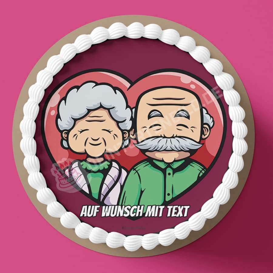 Motiv: Großeltern Liebe - Deintortenbild.de Tortenaufleger aus Esspapier: Oblatenpapier / Dunkelrot, Oblatenpapier / Hellblau, Zuckerpapier / Dunkelrot, Zuckerpapier / Hellblau, Fondantpapier / Dunkelrot, Fondantpapier / Hellblau