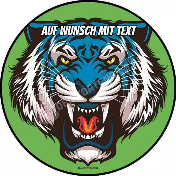 Motiv: Tiger brüllend - Deintortenbild.de Tortenaufleger aus Esspapier: Oblatenpapier / Orange / Metallisch, Oblatenpapier / Orange / Rot, Oblatenpapier / Orange / Blau, Oblatenpapier / Orange / Grün, Oblatenpapier / Blau / Metallisch, Oblatenpapier / Blau / Rot, Oblatenpapier / Blau / Blau, Oblatenpapier / Blau / Grün, Zuckerpapier / Orange / Metallisch, Zuckerpapier / Orange / Rot